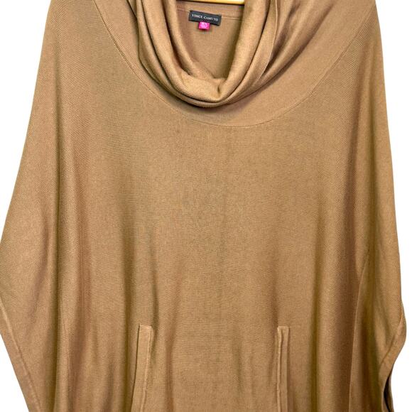 Vince Camuto M/L Camel Pullover Cowl Neck Poncho with Pockets - Picture 3 of 7